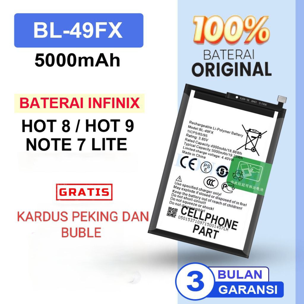 BATRE BATERAI ORIGINAL INFINIX BL49FX BL 49FX NOT 8 / HOT 9 / NOTE 7 LITE BATRAI BATTERY