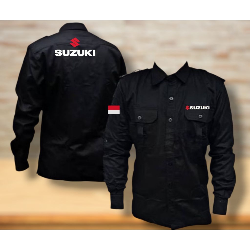kemeja Suzuki baju pdh Suzuki Jimmy hitam panjang