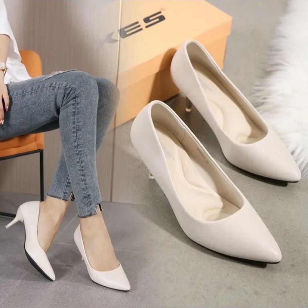 Preloved High Heel XES SH503 BEIGE Uk. 38