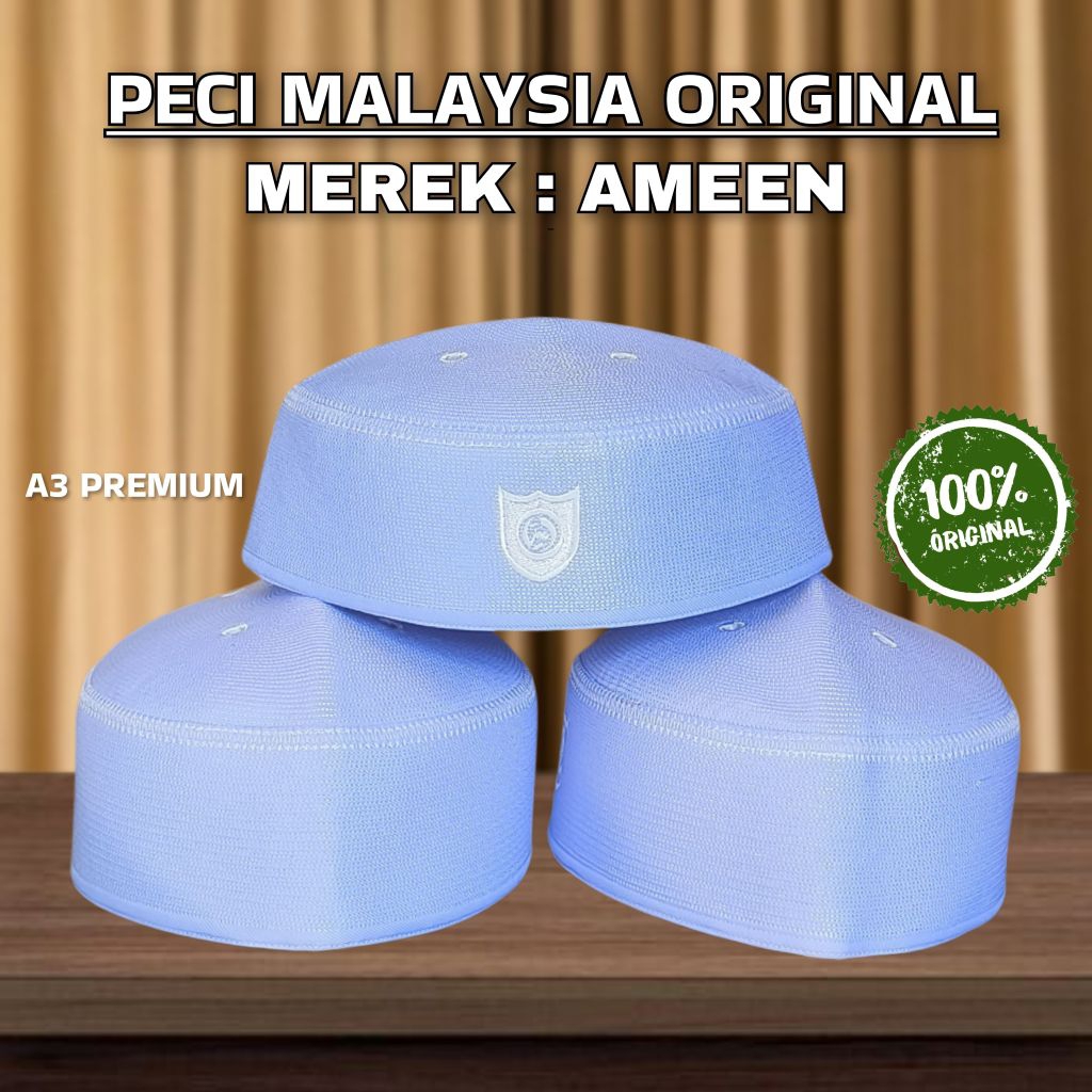 Kopiah AMEEN Putih Dan Catur | Malaysia Original 100% Merek Ameen/ Terbaru/Original Thai Peci Ameen/