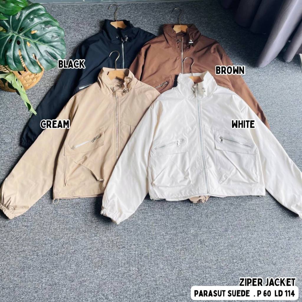 Ziper Jacket // Atasan bahan parasut Suede