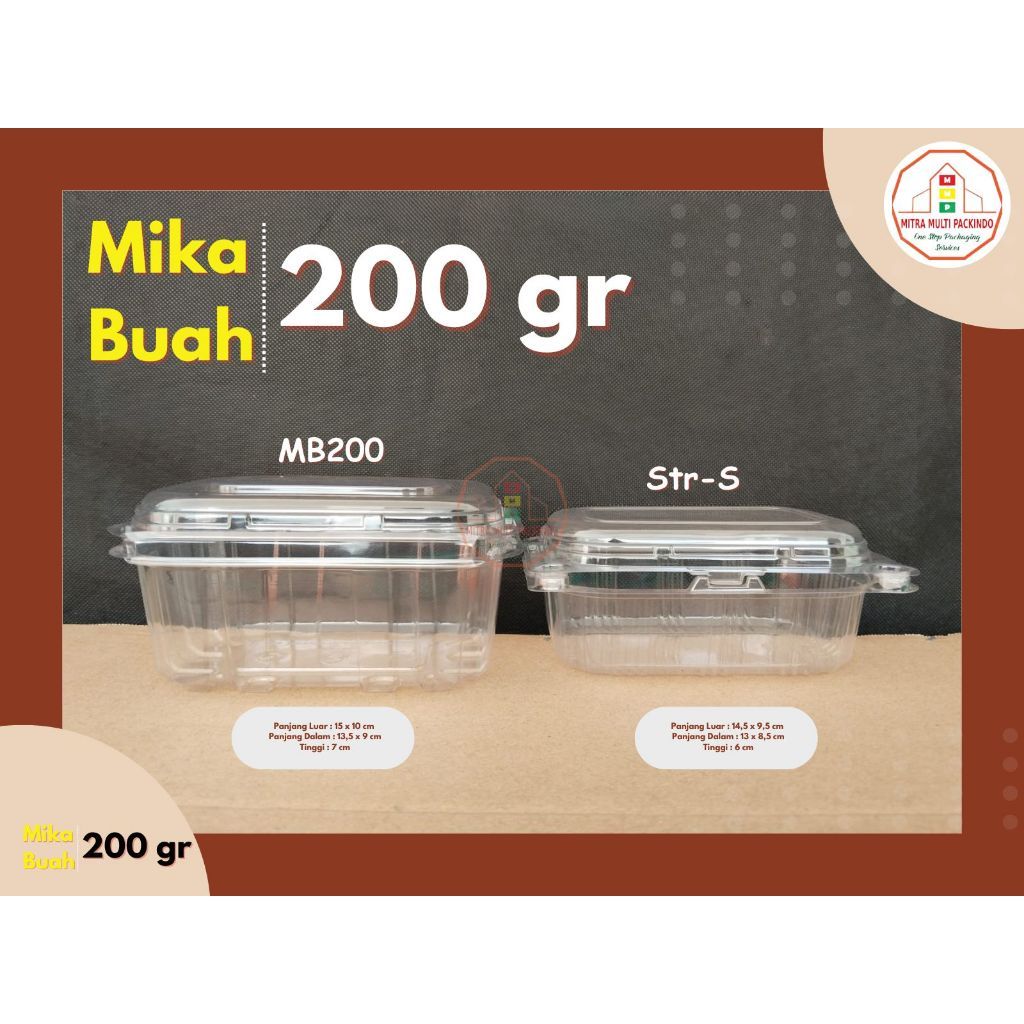 GROSIR 1 DUS Mika Buah Strawberry/Cherry 200 gr | Mika Buah isi  500 pcs | STR-S