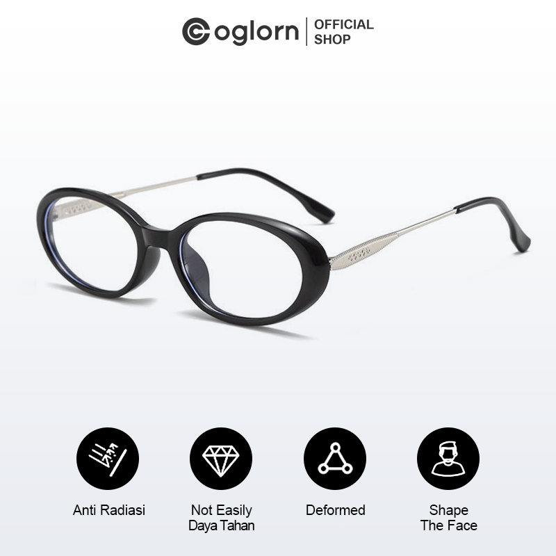 Coglorn Kacamata Bluecromic Anti Blueray Kaca Mata Optik Frame Wanita Pria