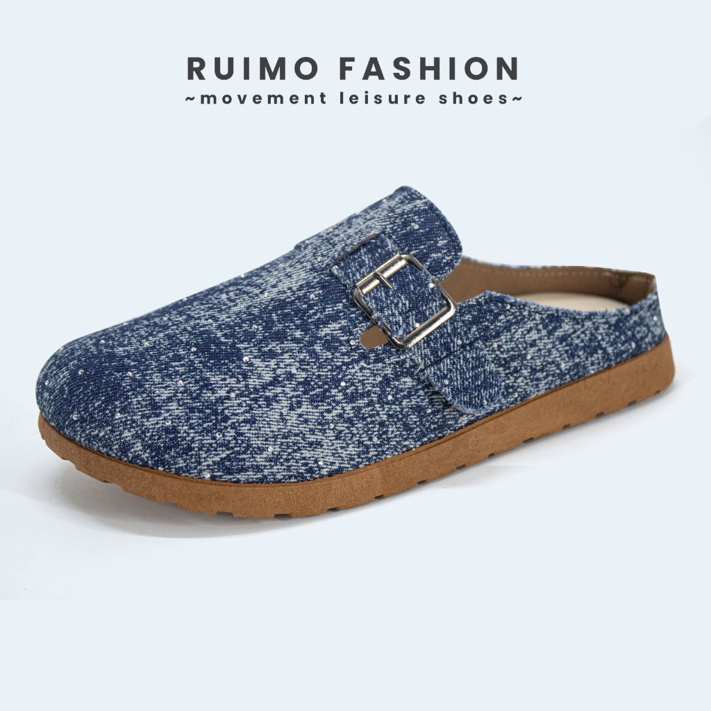 Ruimo Sepatu Wanita Slip On Bahan Denim Jeans - BK-4