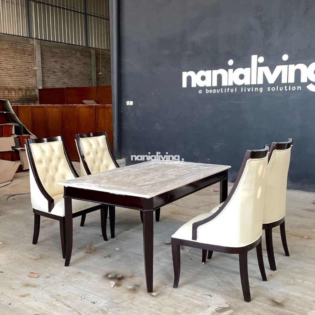 meja makan top marmer set meja makan marmer 4 kursi makan elegan
