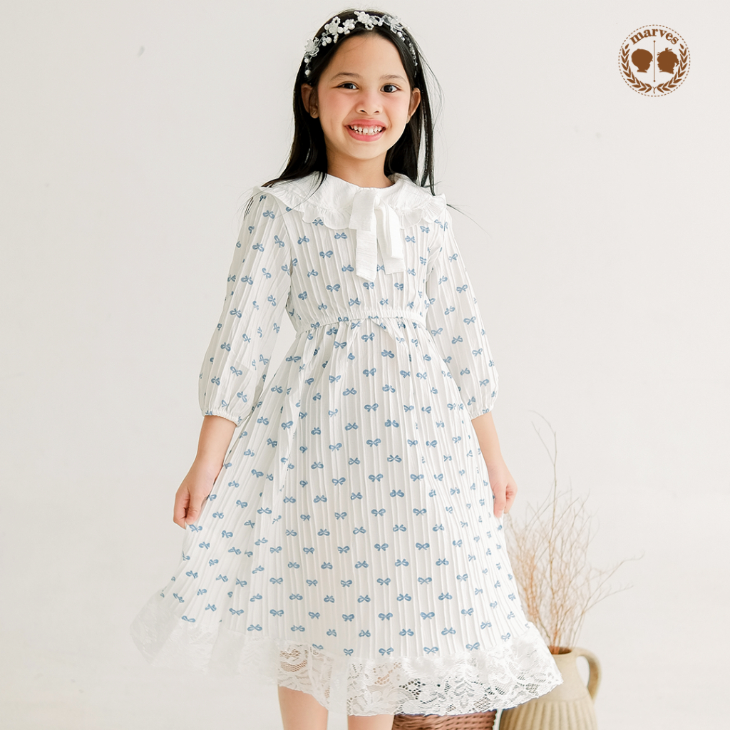MARVES Ariella Dress Baju Anak Perempuan Korean Style Bahan Crinkle Usia 1 hingga 14 Tahun