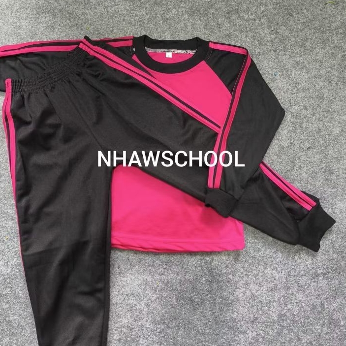 Seragam pakaian olahraga anak TK PAUD warna pink hiitam