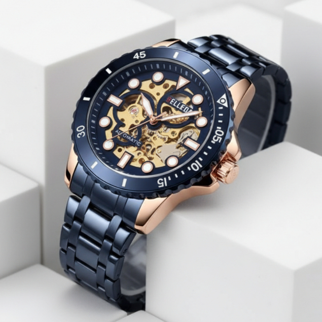 Jam Tangan Belleda 9352 Automatic Rantai Stainless Anti Air Classic Fashion Man Watches Original