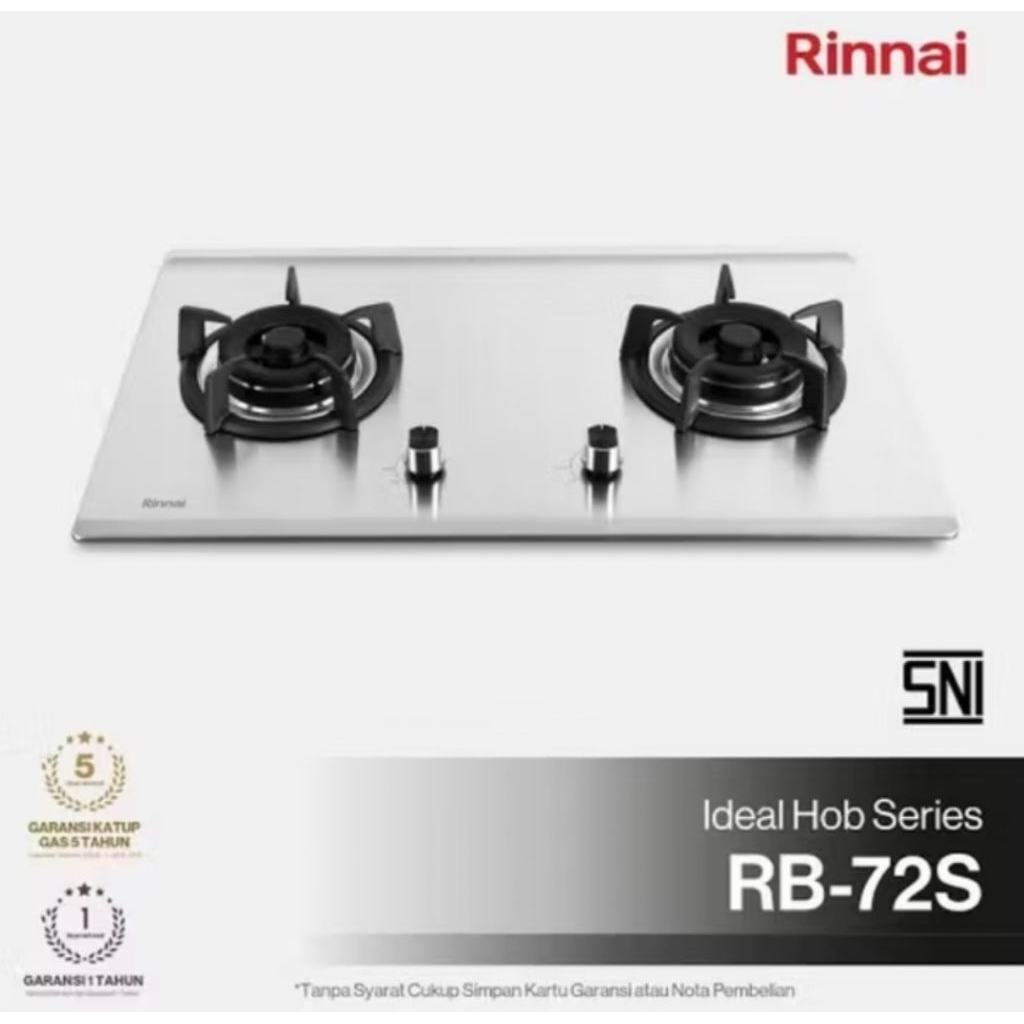 RINNAI Kompor Gas Tanam 2 Tungku RB-72S Stainless Steel