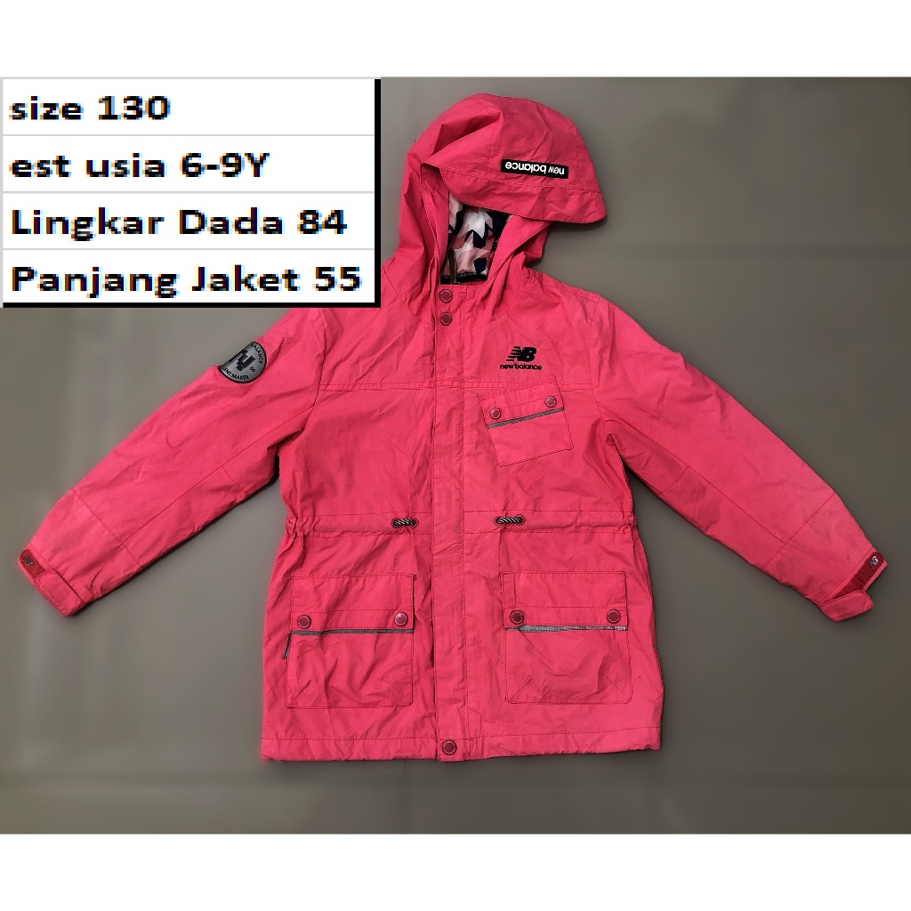 NB - Jaket Outdoor Pink Waterproof Hoodie Tebal Anak Premium Second Preloved