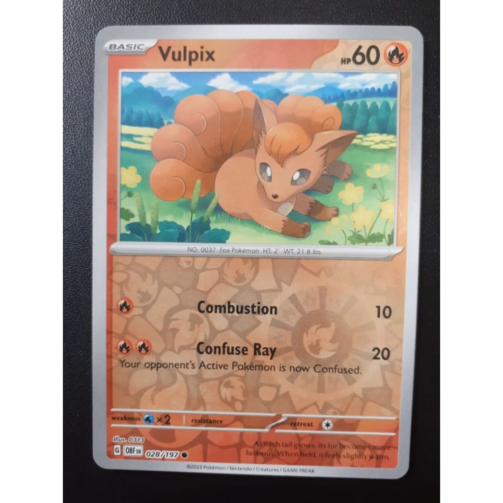 kartu pokemon original holo reverse Vulpix OBF 028/197