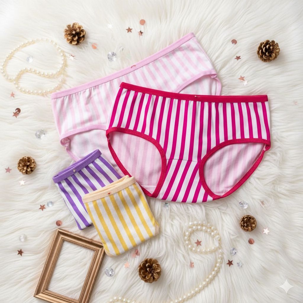 YAGOO - Celana Dalam Wanita Motif Garis Garis Polos Undies Polyster CD56
