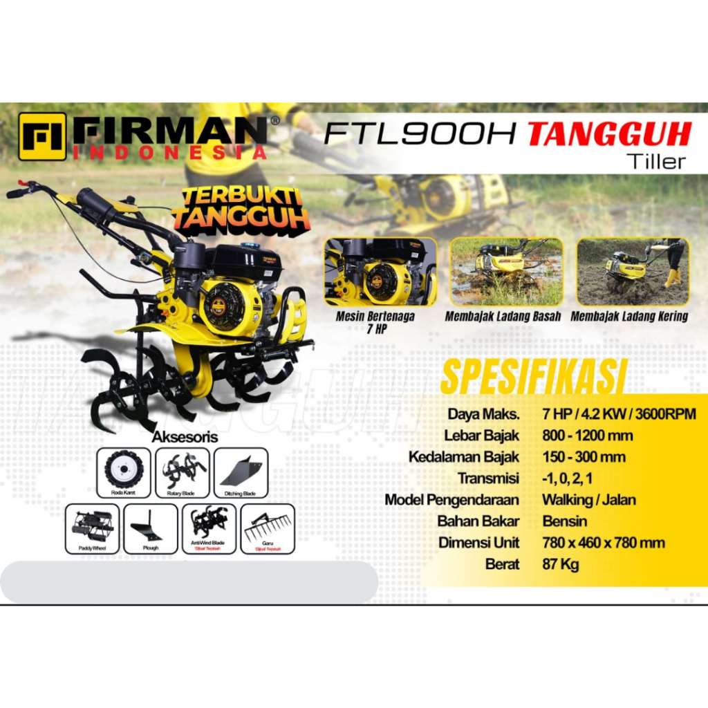 Mesin Traktor Mini Cultivator Firman FTL900H Tangguh