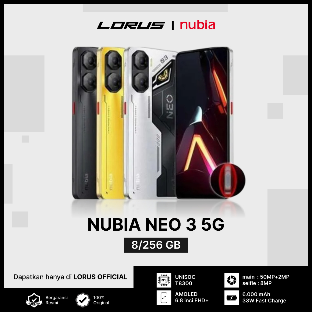 NUBIA NEO 3 8/256GB 5G I UNISOC T8300 I Pengisian cepat 33W