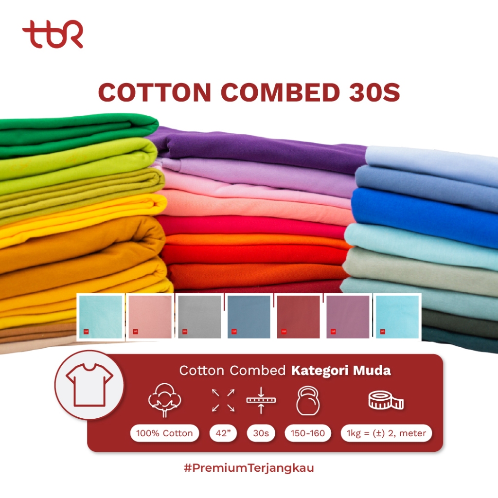 Kain Kaos Cotton Combed 30S - Warna Muda - Kain Katun - Bahan Kaos - TBR