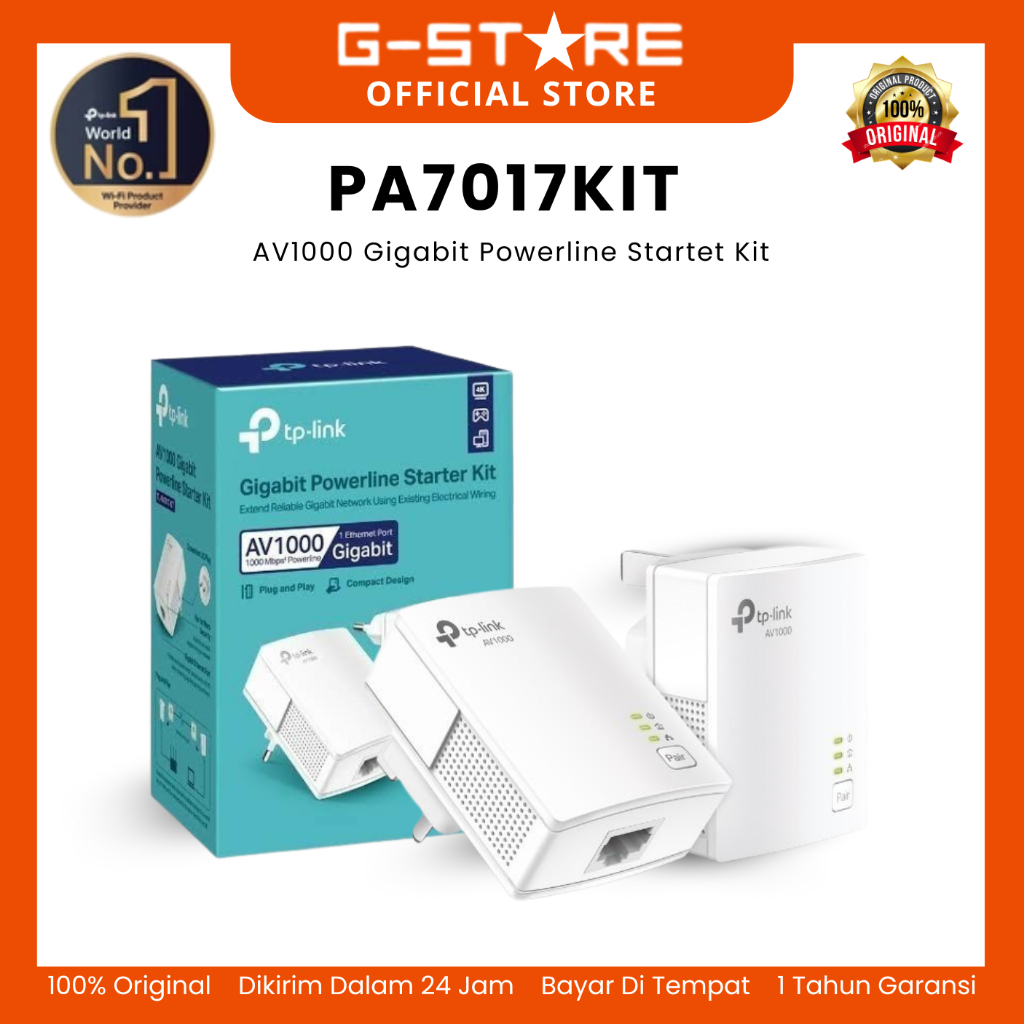 TP-Link TL-PA7017 KIT AV1000 Gigabit Powerline Starter Kit TPLINK