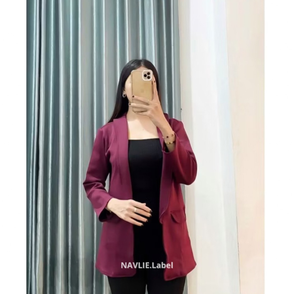 BLAZER WANITA KERAH PANJANG TANPA KANCING