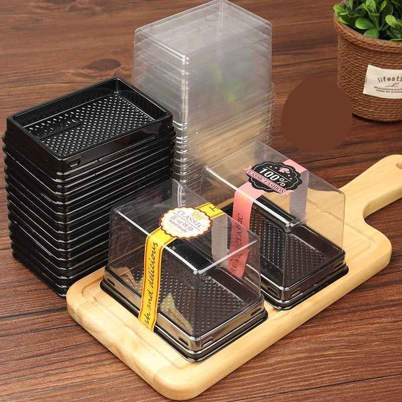 10PCS Tray Mika Mini Kotak Premium Tray Mika Cake Dus Box Mika Slice Cake