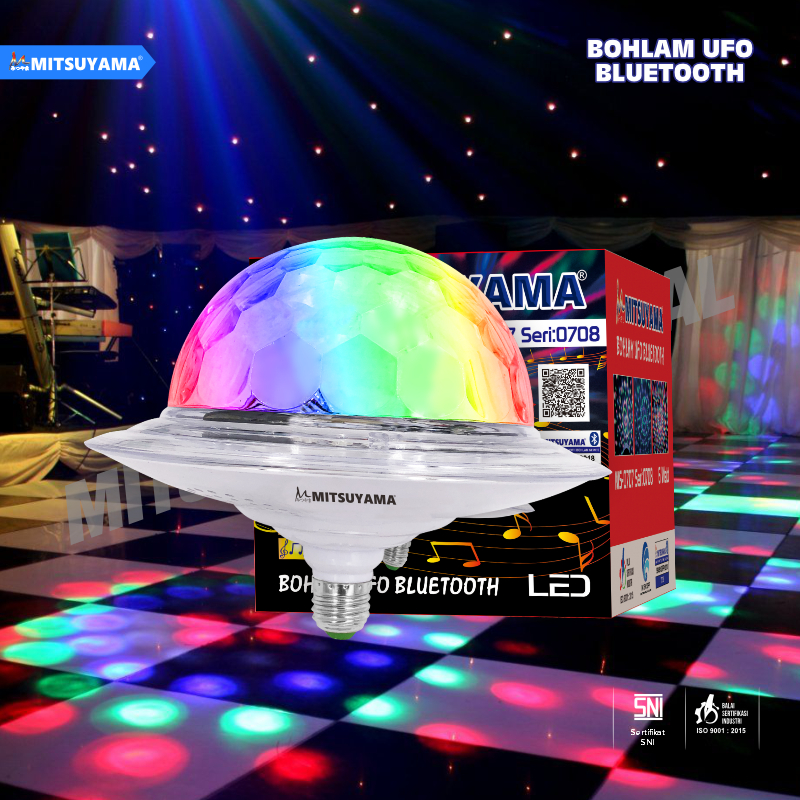 Lampu Led Speaker Bluetooth UFO Lampu Disco 6 watt Mitsuyama MS-0708 WIRELESS