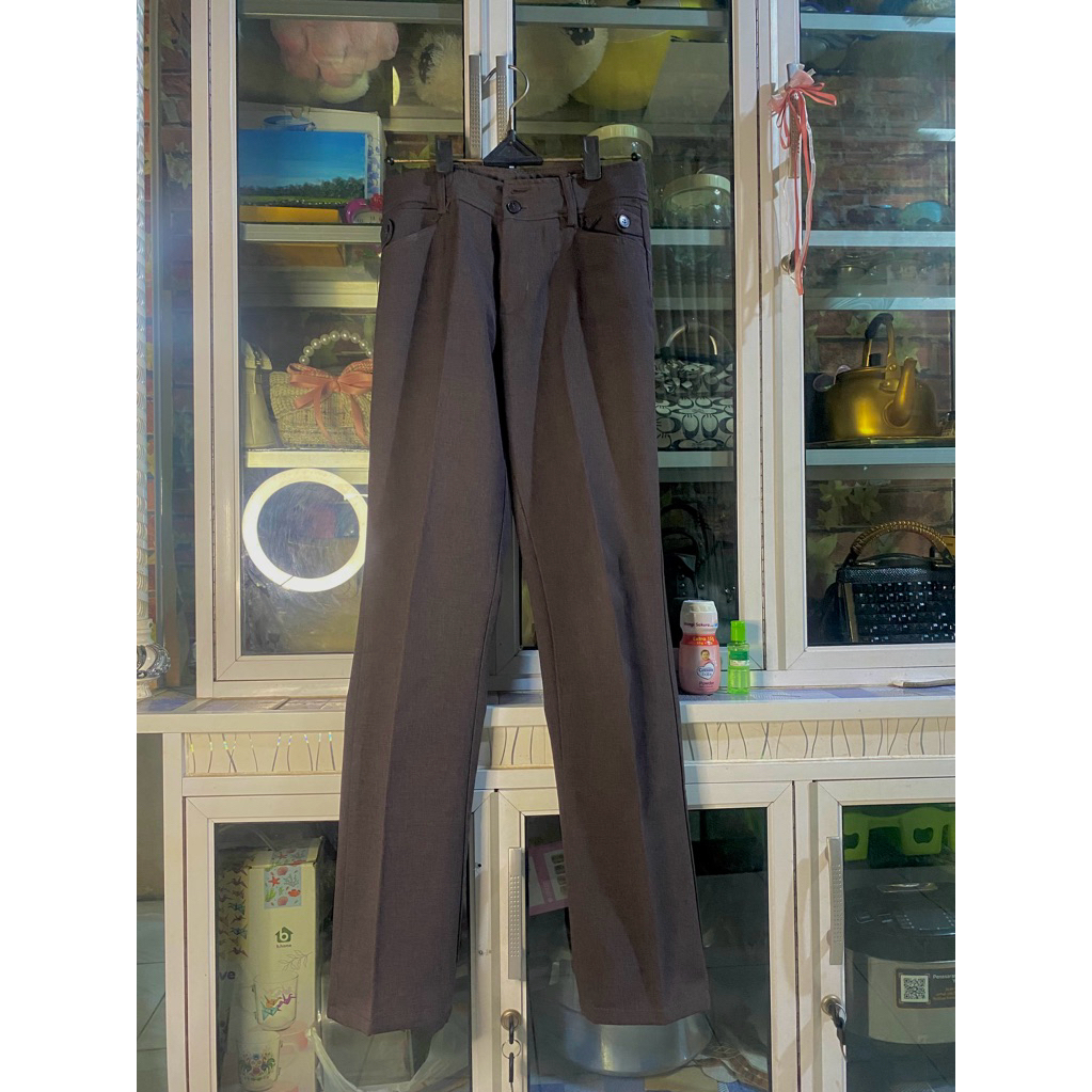 Celana kulot kerja formal celana dasar warna coklat tua