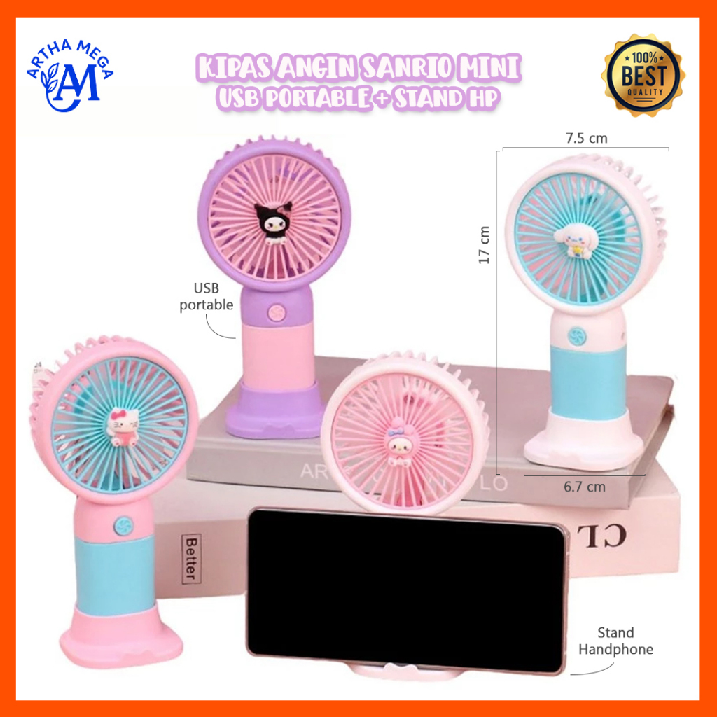 [TERMURAH ] Kipas Mini Sanrio Genggam portable karakter Kuromi Cinamoroll Melody Hello kitty lucu da