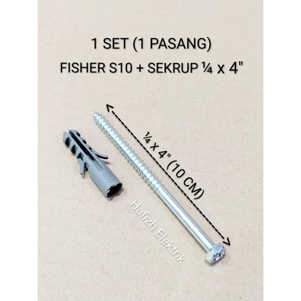 1 SET Fisher S10 + Sekrup 1/4 x 4 Inchi