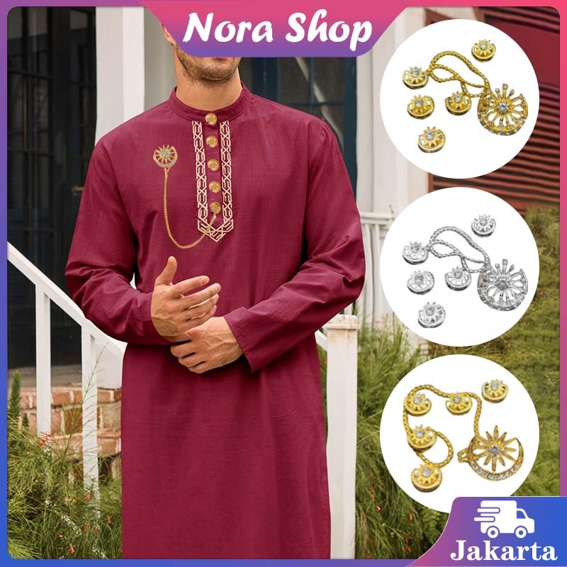 Rantai Baju Melayu Pria / Kancing Rantai Baju Melayu / Bintang Masjid Butang Pin Baju Melayu