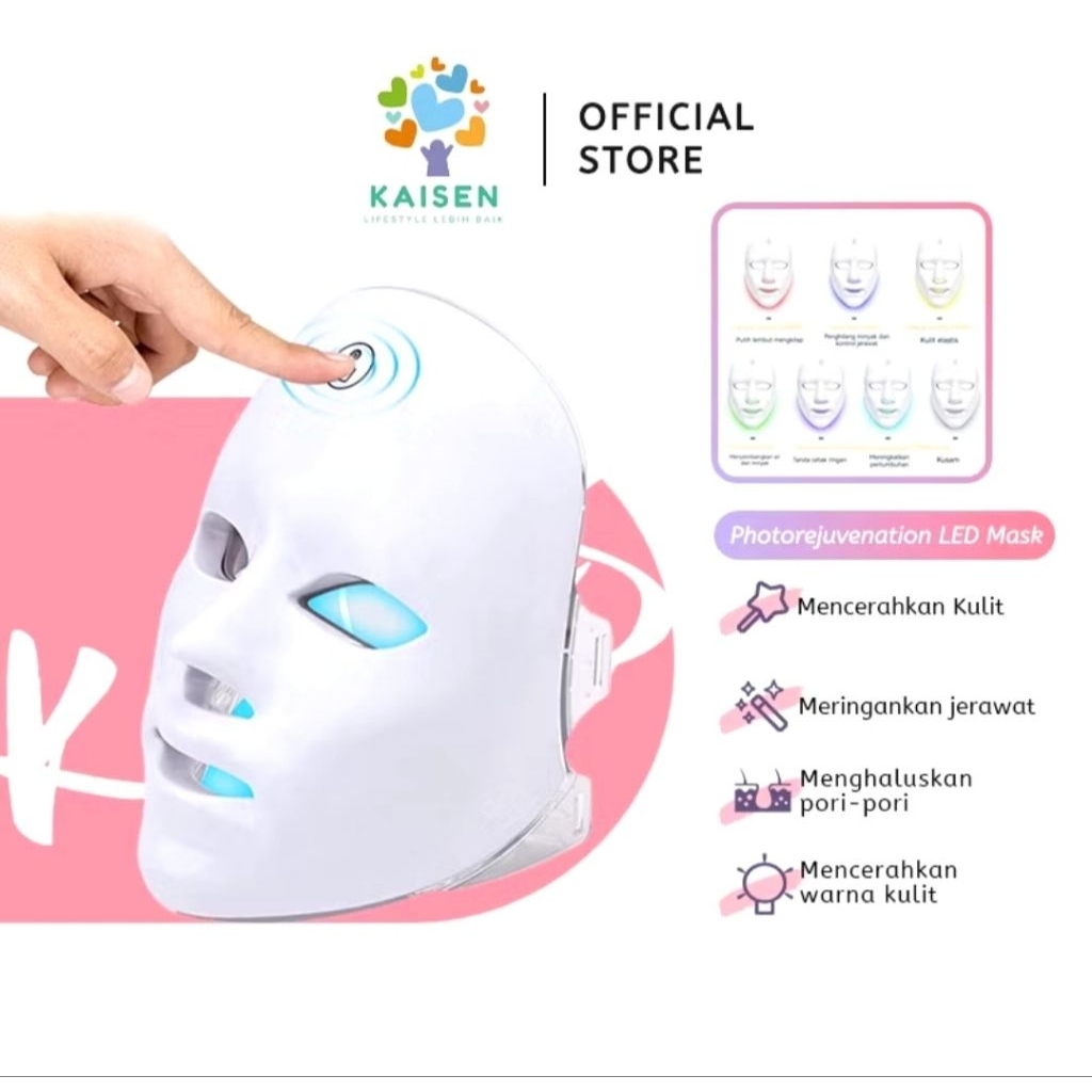 KAISEN Masket Led PDT Light 7 Warna Led Mask Photon Therapy Alat kecantikan wajah