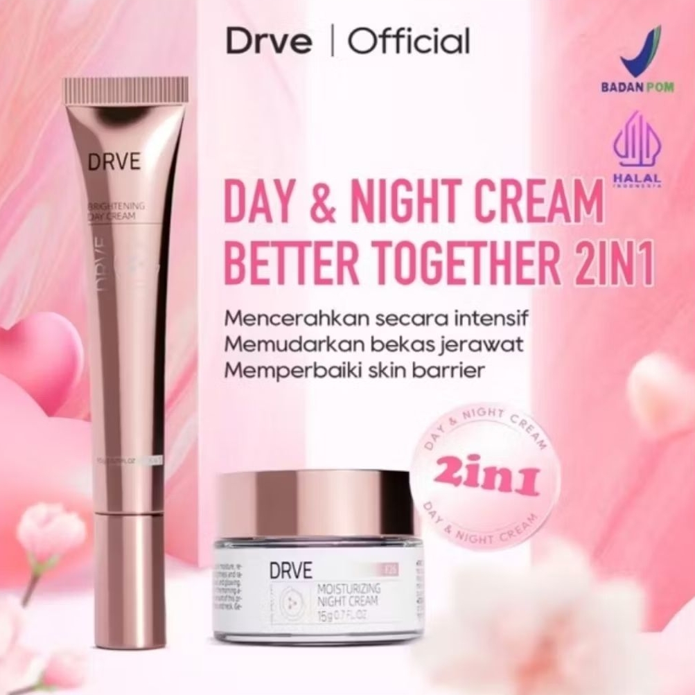 Drve Skincare 1 Set Lengkap DRVE DAY & NIGHT CREAM drve brightening day cream 15g - DRVE Night Cream