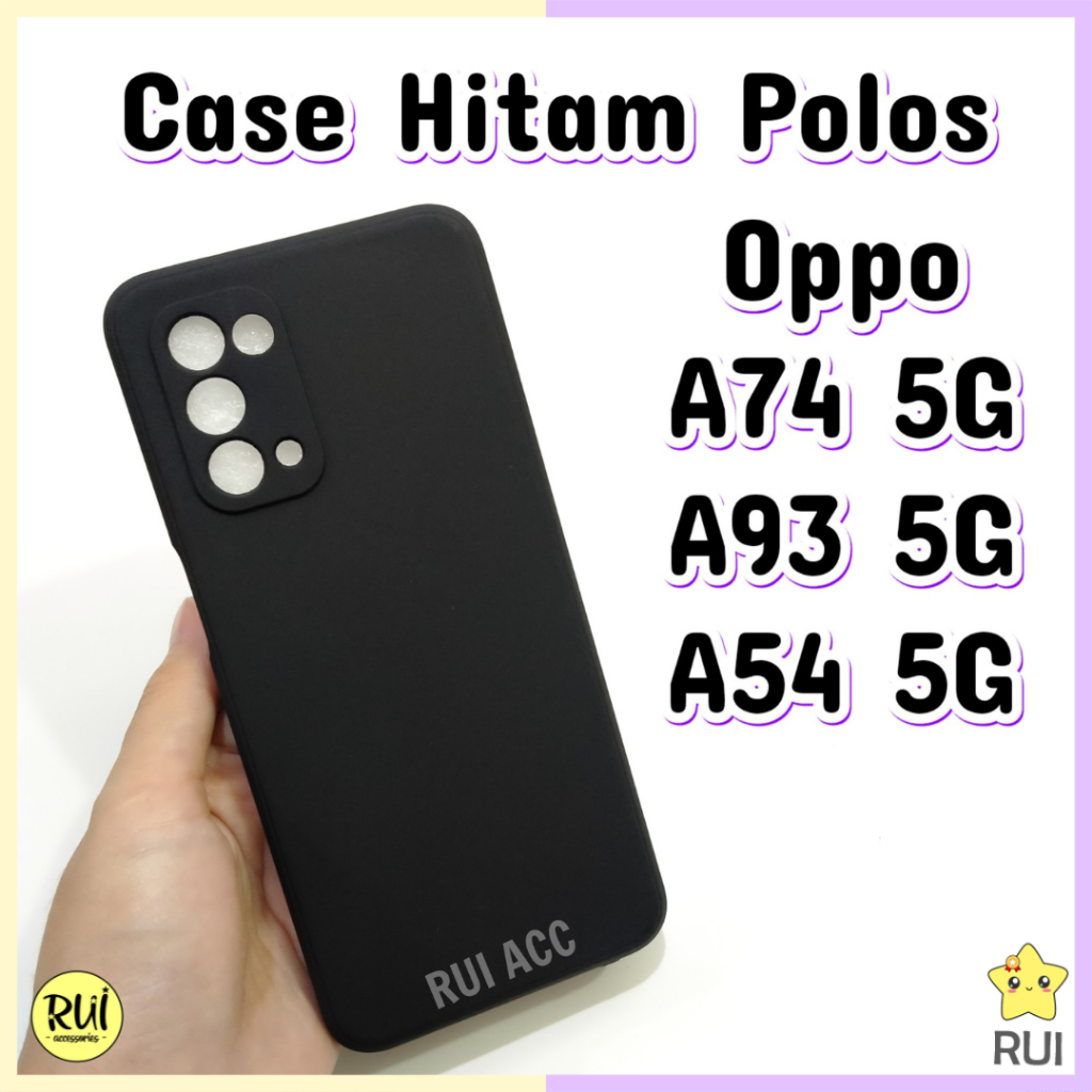Case Hitam Lens Polos Oppo A74 A93 A54 5G Softcase Silikon HP Lentur Black Protect