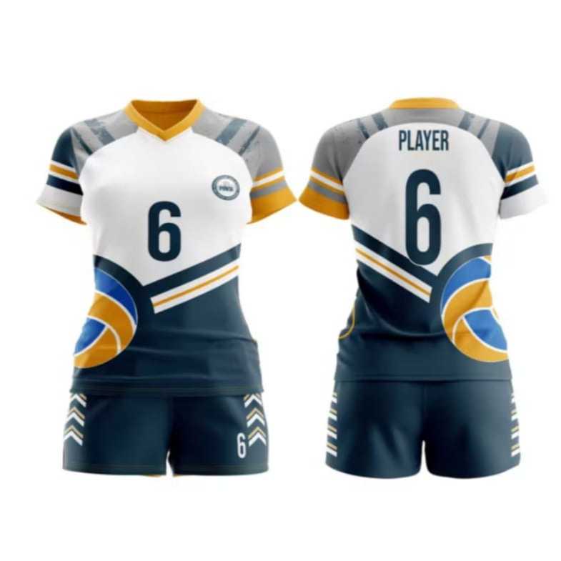 JERSEY VOLI WANITA NAVY WHITE GRATIS NAMA DAN  NOMOR PUNGGUNG FULL PRINTING