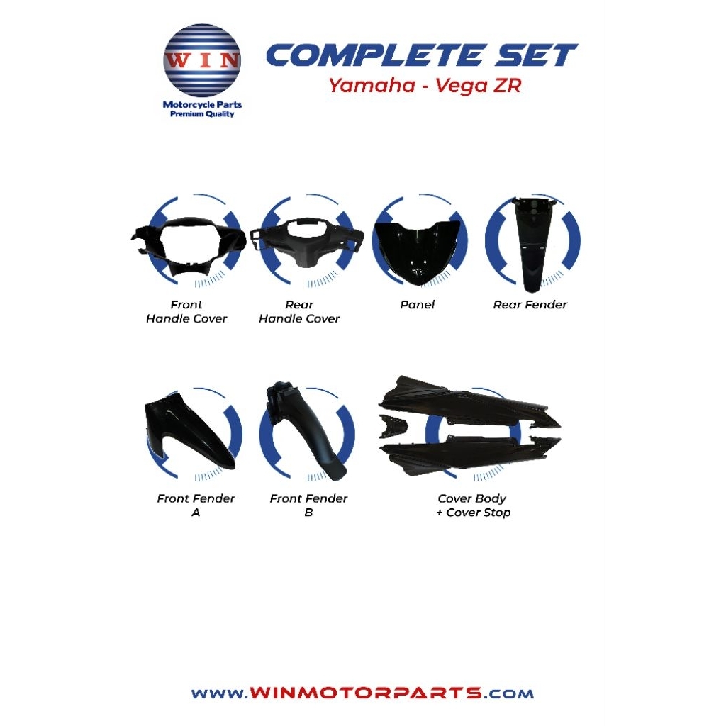 COMPLETE BODY SET HALUS+KASAR VEGA ZR HITAM ORIGINAL WIN