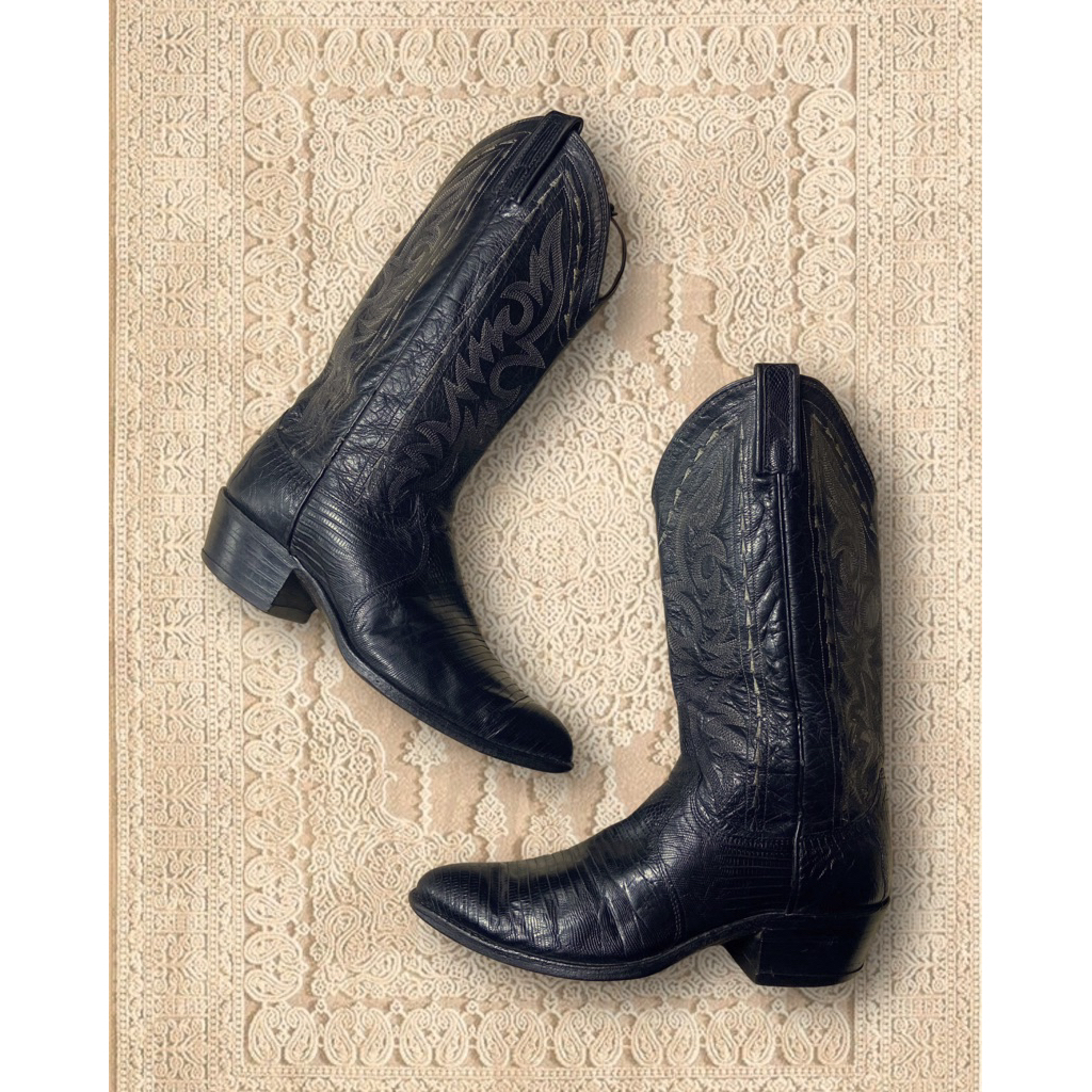 DanPost Western/Cowboy Black Boots Exotic Leather made in USA🇺🇸