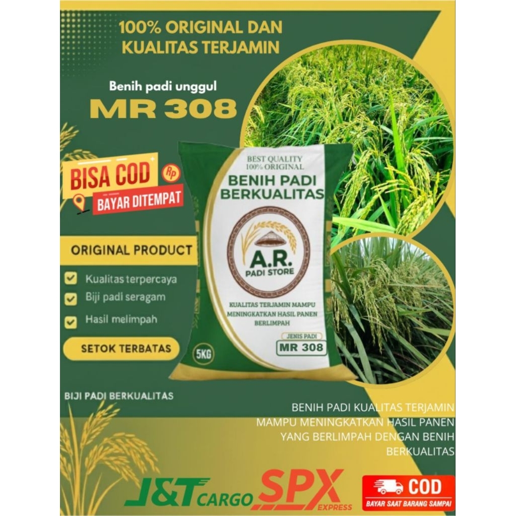 Benih padi unggul MR 308 kemasan 5Kg