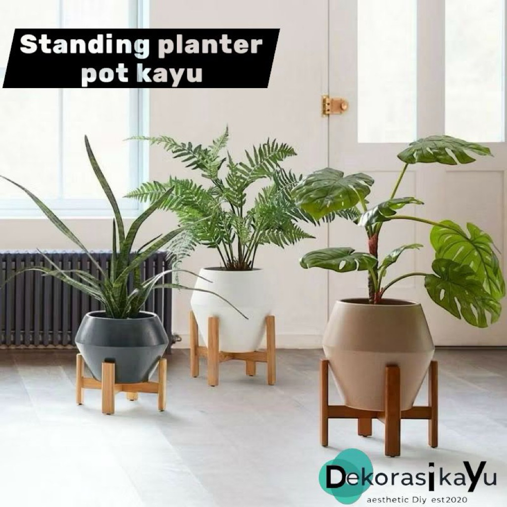 standing planter tatakan bunga kayu minimalis aesthetic multifungsi / dekorasi rumah minimalis /alas