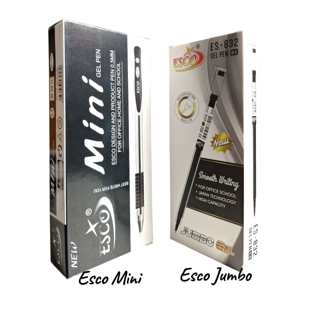 PULPEN Gel Esco Hitam isi 12 pcs/Bollpoint/Pulpen 1 pack