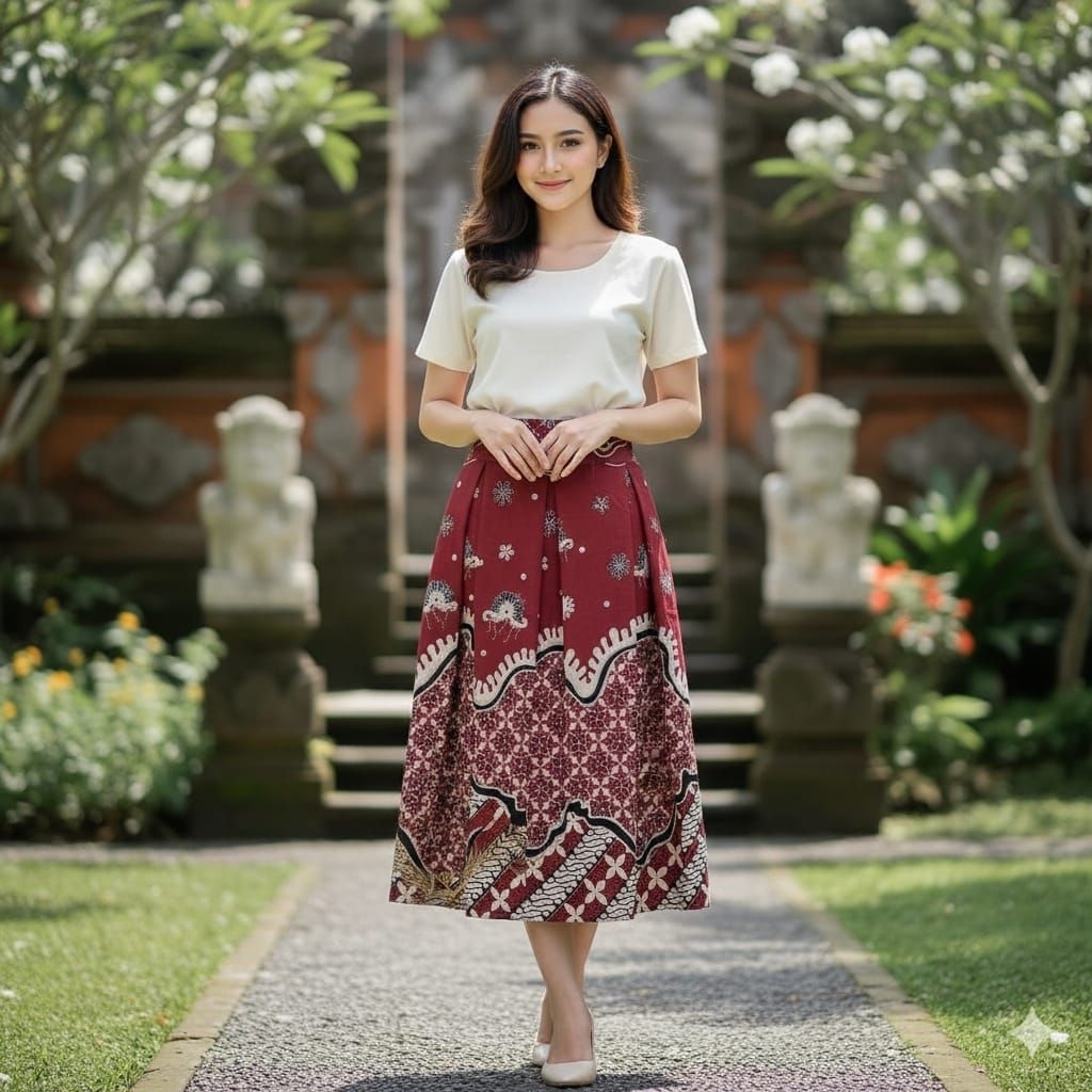 ROK BATIK BAHAN KATUN HALUS DILAPISI TRIKOT PANJANG 7/8 MOTIF TERBARU MODEL KEKINIAN ROK BATIK TERLA