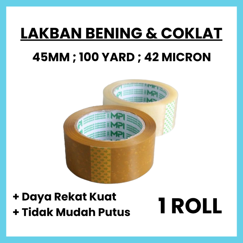 Lakban Bening Lakban Coklat MPI 1 Roll 45mm 100 Yard Ekonomis Besar Termurah Lakban Eceran Packing