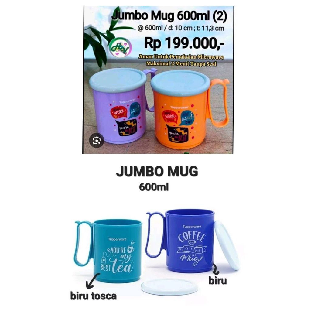 mug jumbo 600ml baru original tupperware gelas jumbo mikro mug cangkir