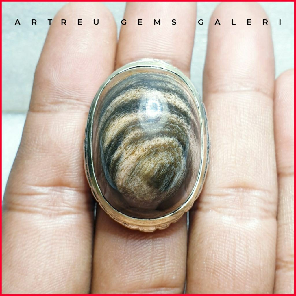 Batu Motif Belang Harimau | COD Bisa | Cincin Batu Akik Ring 5-10