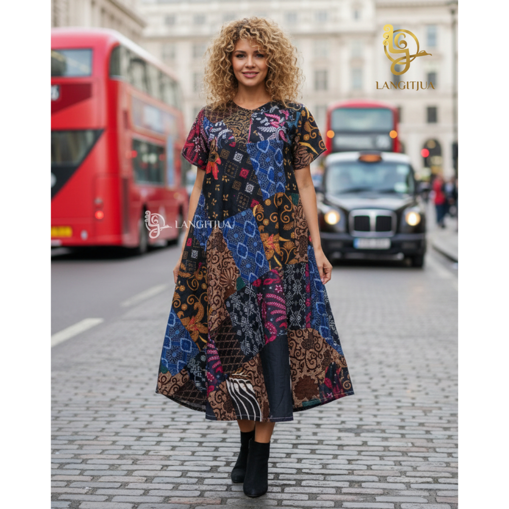 DASTER SAMBUNG BAHAN PERCA BATIK MURAH BAHAN SANTUNG ADEM | HOMEDRESS PERCA BATIK ETNIK & UNIK