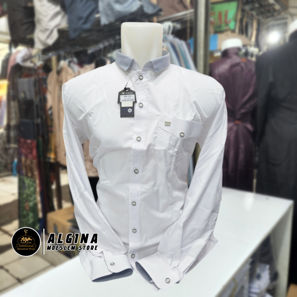 Koko Al Wafa Putih Lengan Panjang Mst | Baju Muslim Lengan Panjang Mst Al Wafa Premium Exclusive