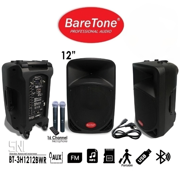 Speaker Aktif Portable Baretone 12 Inch 3H1212MWHR/Baretone 12” 3H-1212 MWHR Bluetooth Karaoke