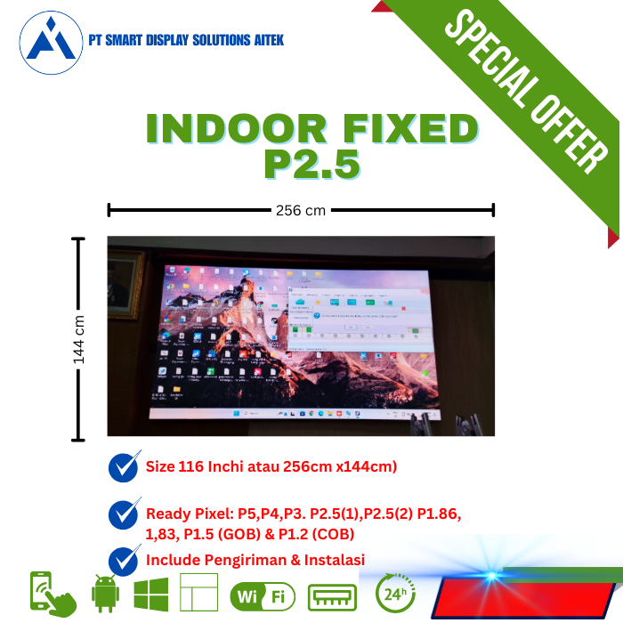 Videotron Indoor P2.5 Murah Lengkap Module Cabinet Hight Quality Ruang Meeting Aula Size Customize