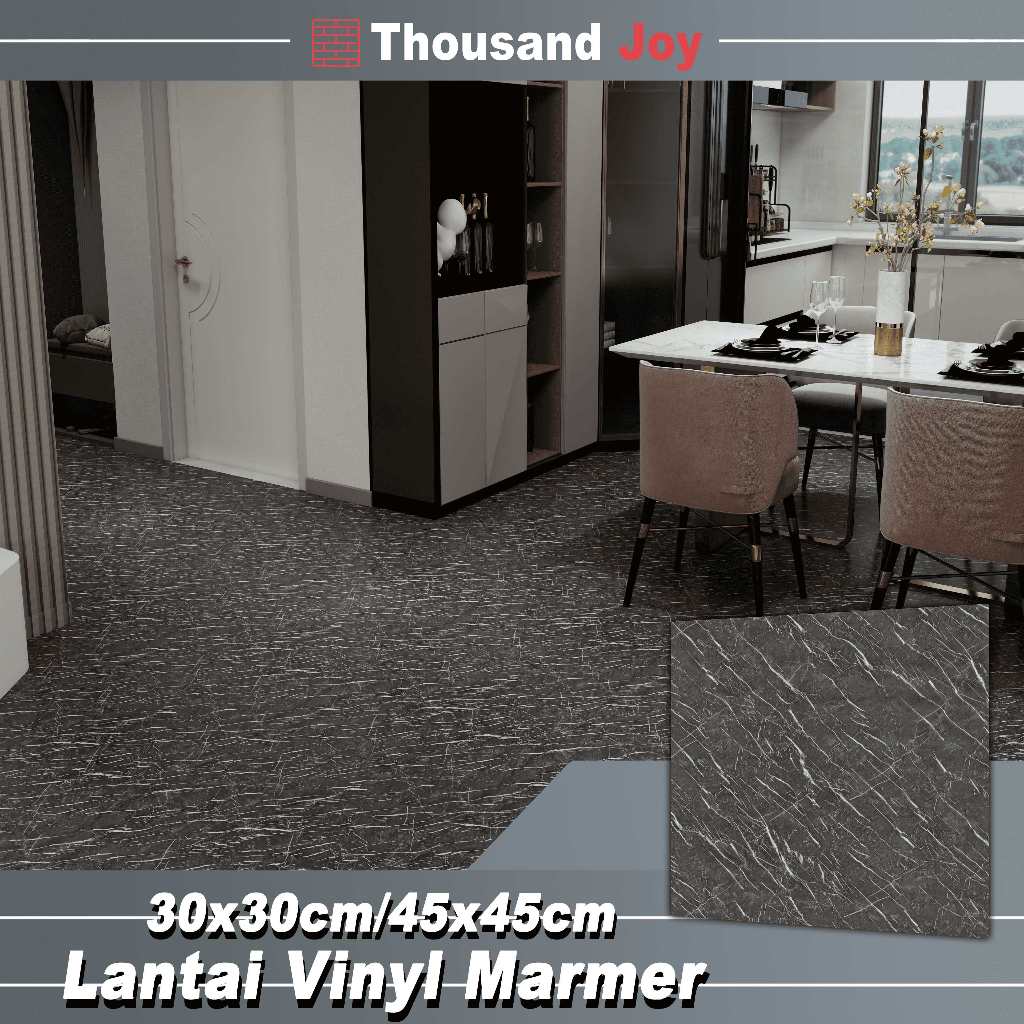 Thousand Joy-Stiker Lantai Vinyl Marmer 30x30cm/45x45cm - Self Adhesive, Tahan Air & Minyak, Motif G