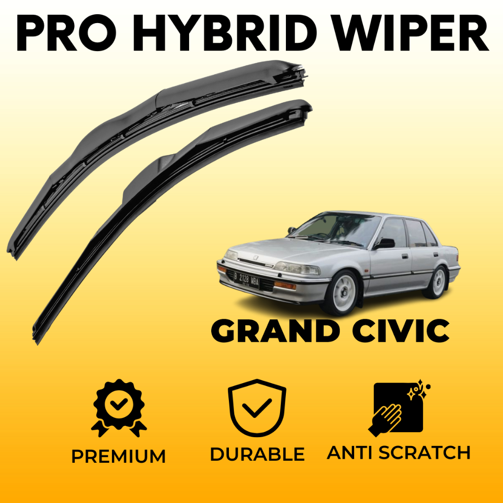 Premium Wiper Kaca Depan Hybrid Mobil Grand Civic Blade Karet Sepasang Original