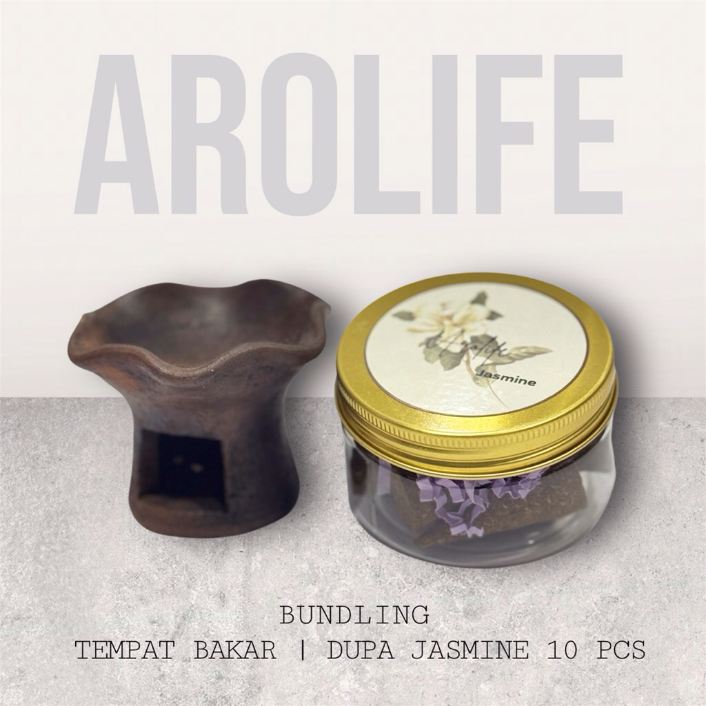 [BUNDLING] Tempat Bakar + Dupa Aromaterapi Jasmine | Pengharum Ruangan | Dupa Kerucut by Arolife