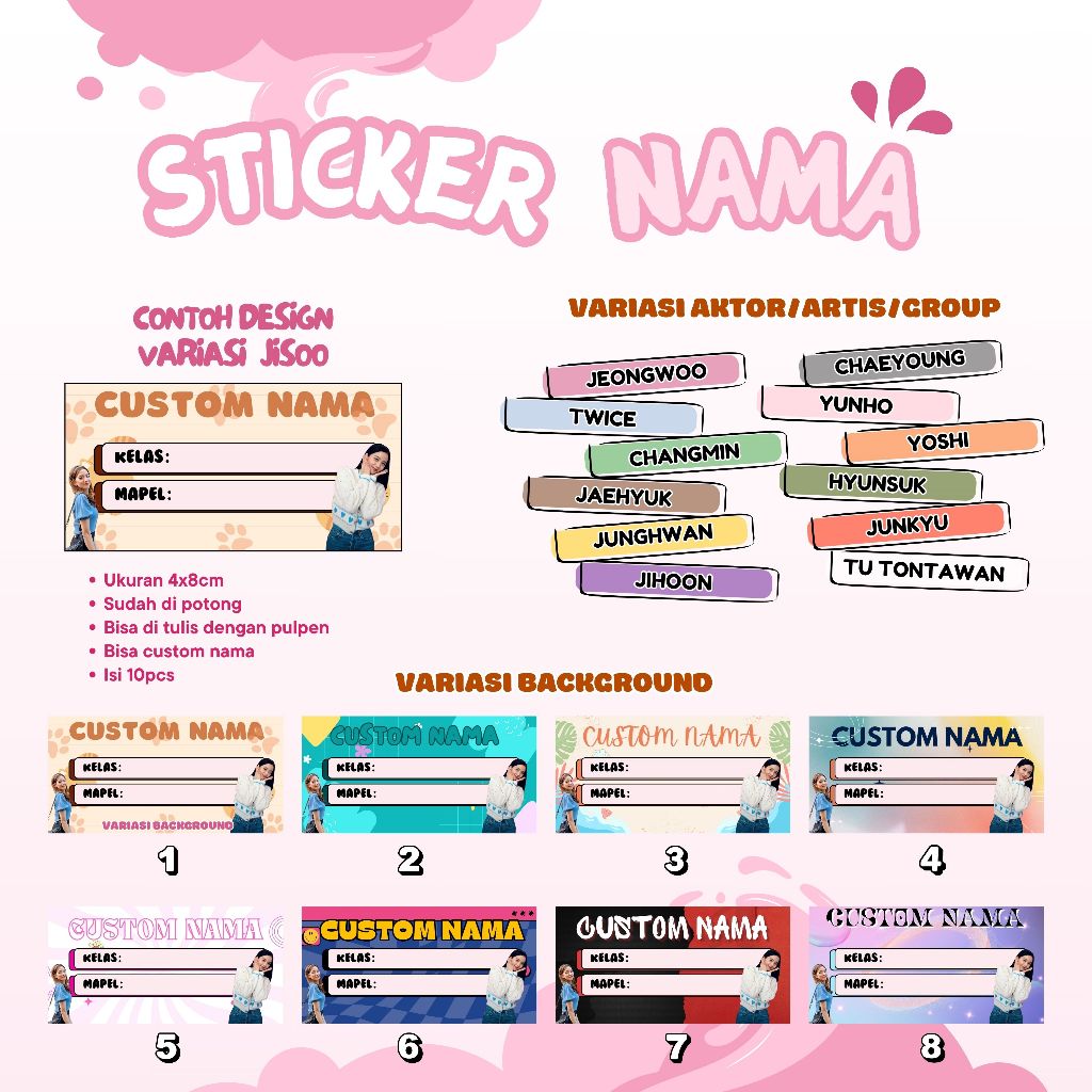 10PCS STICKER NAMA KPOP I DRAKOR I DRACIN I HYUNSUK I JAEHYUK I JEONGWOO I JIHOON I JUNGHWAN I JUNGK