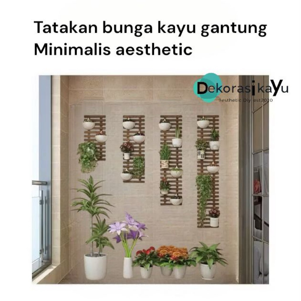 wooden self dekorasi dinding kayu tempel aesthetic model palet tatakan bunga kayu tempel dinding hia