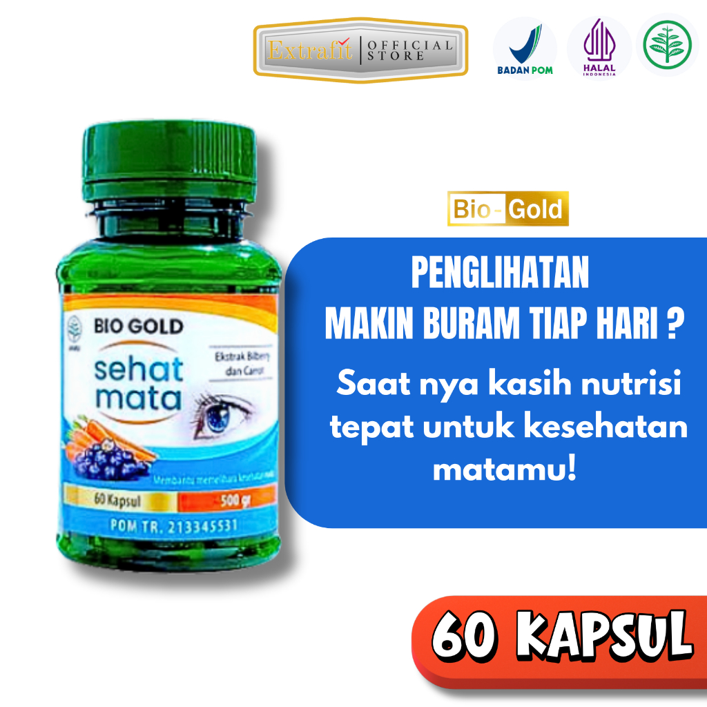 Kapsul Sehat Mata Bio Gold Ekstrak Blueberry Wortel Isi 60 Kapsul